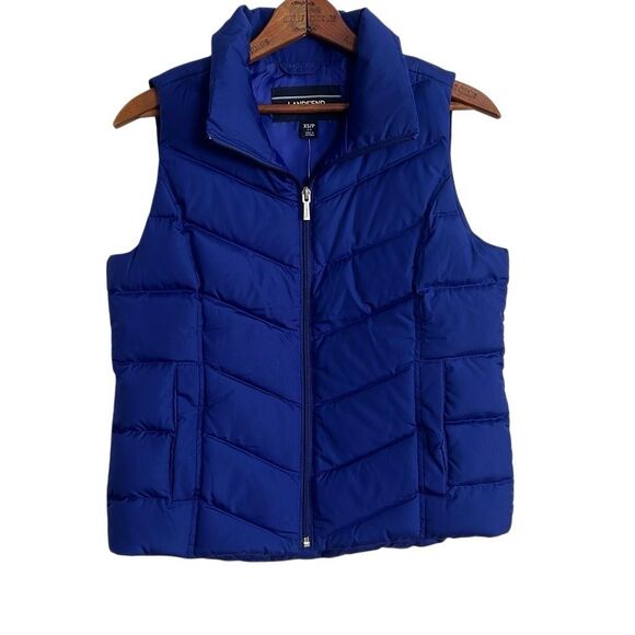 NWT Lands' End Hyper Dry Allied Feather 600 Down Zip Up Puffer Vest Blue Size XS - Picture 2 of 10